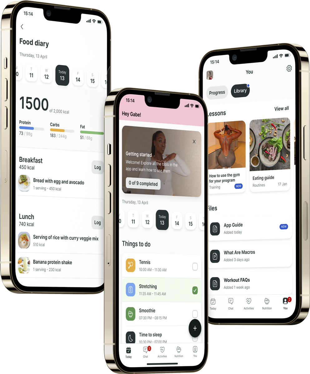A mockup of the coaching app showcasing the features.